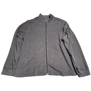 Perry Ellis Full Zip Sweater Men's Size 3X Gray Quilted Shoulder Mock Neck‎